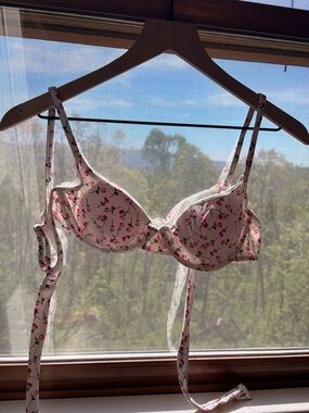 Somerfield Swim White Bra with Pink Floral Print